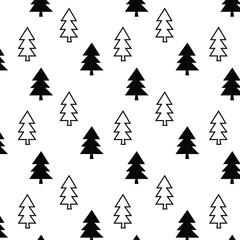 christmas cute abstract black and white seamless pattern.