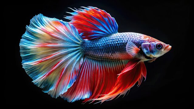 Multi color Siamese fighting fish with a Rosetail halfmoon