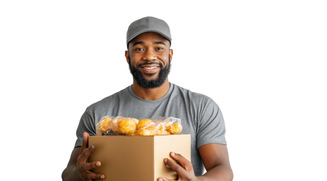 PNG, volunteer day, fundraising, male volunteer, isolated on white background, generated by artificial intelligence, AI.