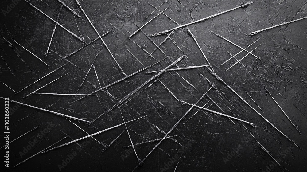 Aufkleber thin, jagged lines in various directions intersecting over a dark canvas