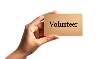 PNG, volunteer day, inscription volunteer, isolated on white background, generated by artificial intelligence, AI.