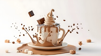 3D Isometric Coffee Ice Cream