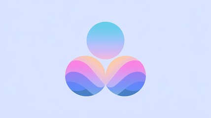Fototapeta premium Meditation symbol illustration with overlapping circles in pastel gradients of blue, purple, and pink in flat style.