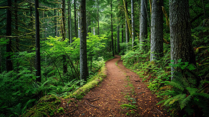Obraz premium A picture of a Pacific Northwest forest trail.