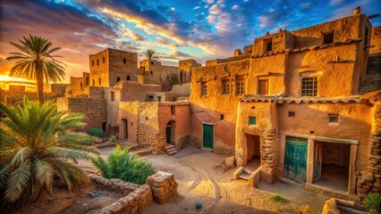 Abandoned Mud Houses in Middle Eastern Architecture - Urban Exploration Photography of Arabic Style Dwellings, Deserted Structures, Historical Ruins, and Cultural Heritage Sites