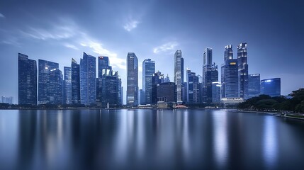 Obraz premium Singapore Skyline at Dusk with Reflection