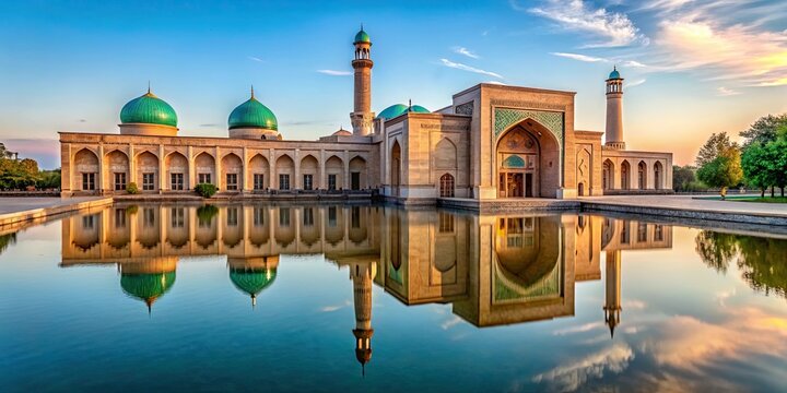 Peaceful reflections at Hast Imam Complex in Tashkent , mosque, architecture, reflection, tranquil, Islamic, peaceful