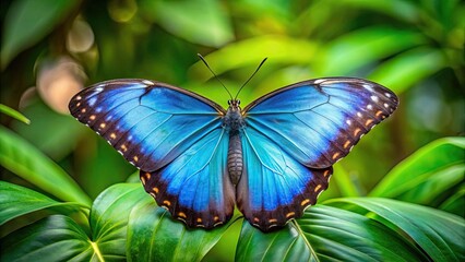 Vibrant blue morph butterfly with open wings , butterfly, colorful, vibrant, blue, insect, wings, flutter, nature, beauty