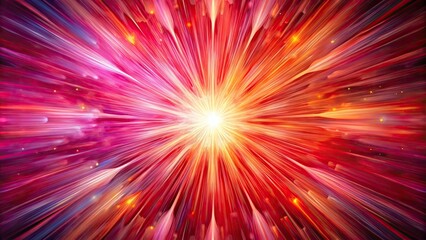 Obraz premium Abstract painting with radiating bursts of red and pink hues from a central point, abstract, painting, art, red, pink