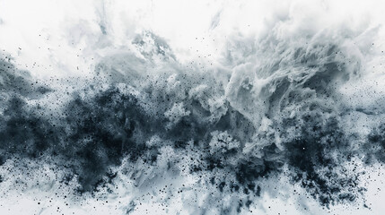 A powerful storm with dark clouds against a transparent background.