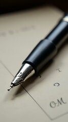 Close-up of a Vintage Fountain Pen on Paper