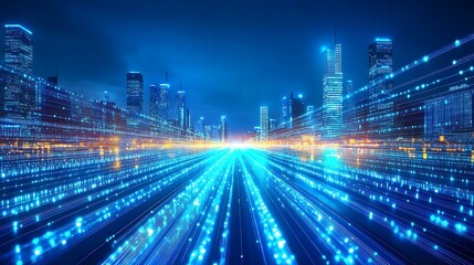 Digital Cityscape Futuristic Night view