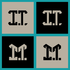 IT polygon, hexagon, flat and simple letter logo set in one artboard. IT minimalist and classic logo.