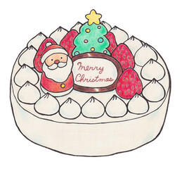 クリスマスケーキの手描きイラスト