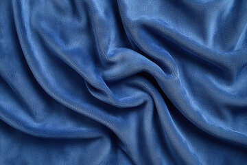 Obraz premium Soft blue suede fabric with smooth texture, showcasing elegant folds and creases that create rich visual depth. Ideal for upholstery or fashion design