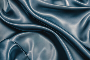 Obraz premium close up of shiny blue satin fabric with flowing texture, showcasing its smooth and luxurious appearance. fabric sheen adds elegance and depth to any design