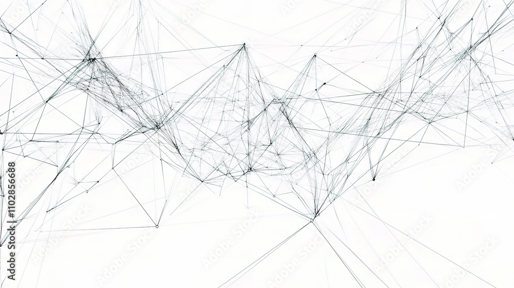 Poster abstract network design with thin lines and points on white background
