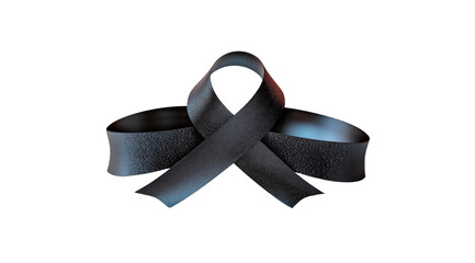 PNG, Funeral, mourning, black ribbon, isolated on white background, AI generated.