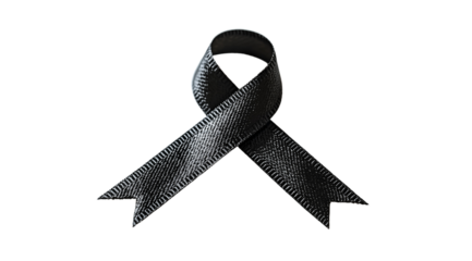 PNG, Funeral, mourning, black ribbon, isolated on white background, AI generated.