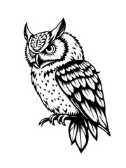Intricate Hand-Drawn Illustration of a Majestic Owl. AI Generated