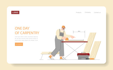 one day of carpentry. Flat Vector Illustration