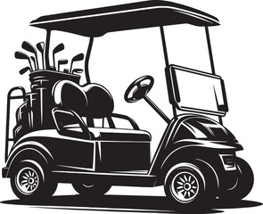 Fototapeta premium Golf cart vehicle silhouette vector illustration isolated on a white background