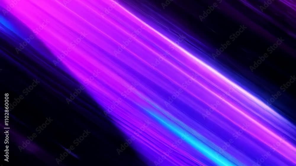 Poster 3d neon purple and violet neon light rays and lines on black background. digital data structure. fut