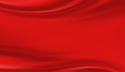 Red satin fabric texture background with some smooth folds in it.