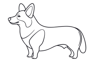 Minimalist Line Drawing of Pembroke Welsh Corgi  Vector Illustration