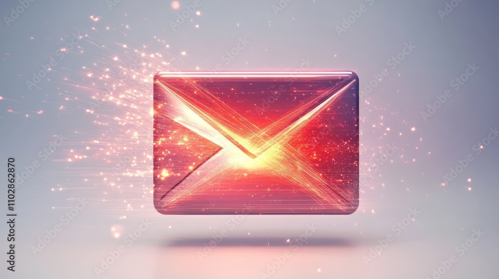 Aufkleber vibrant digital mail envelope with sparkling effects representing email communication and modern mes