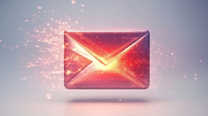 Vibrant Digital Mail Envelope with Sparkling Effects Representing Email Communication and Modern Messaging Technology in a Futuristic Style
