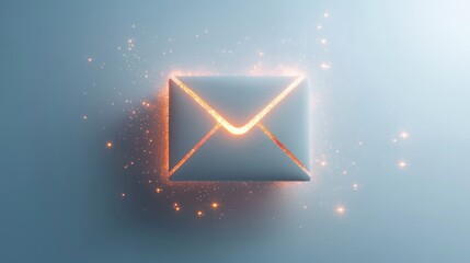 Stunning 3D Illustration of an Open Envelope with Glowing Sparks Symbolizing Digital Communication and Email Marketing Concepts in a Bright Atmosphere