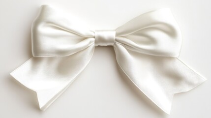 Naklejka premium A pure white satin bow with symmetrical loops and neatly cut ribbon tails ending in pointed edges