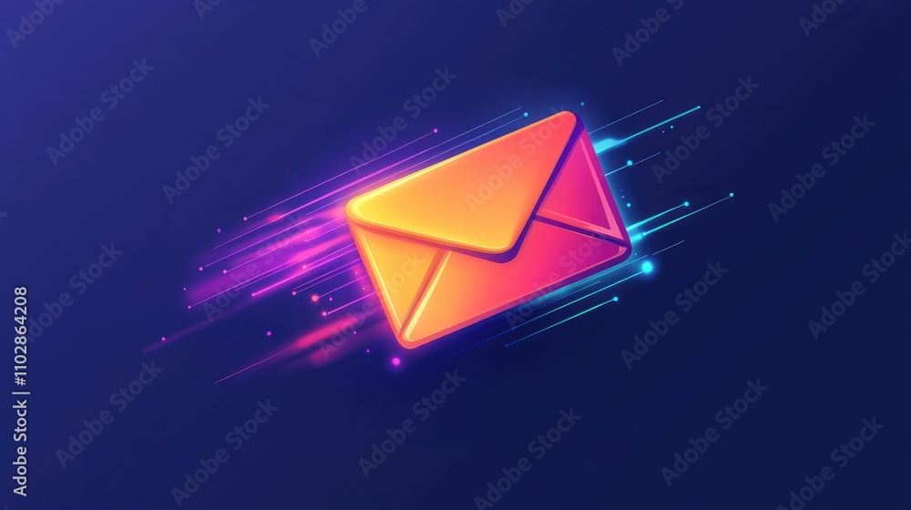 Poster vibrant abstract digital envelope design with motion blur ideal for communication concepts and moder