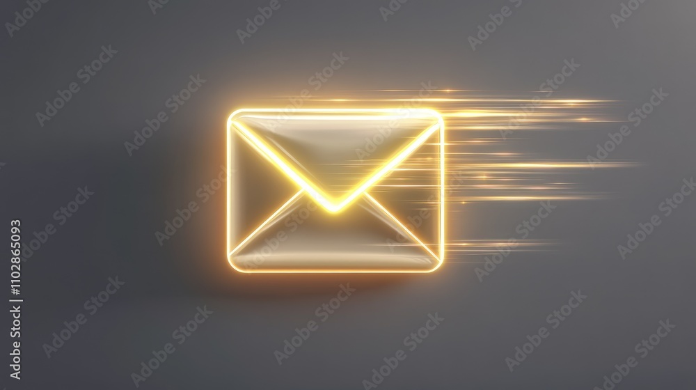 Poster digital mail icon with glowing effect representing fast communication and messaging concept for mode