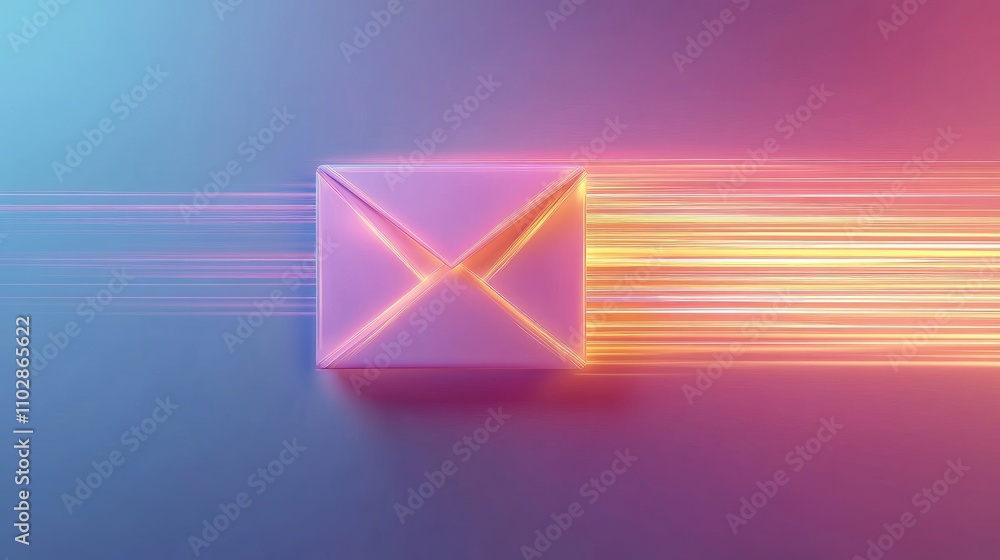 Poster vibrant digital envelope representing fast communication and message delivery in a modern abstract d