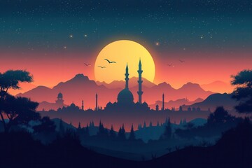 Obraz premium Modern Silhouette of Dome Against Sunset Background