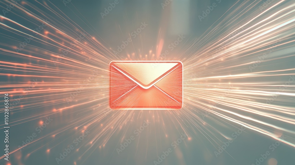 Aufkleber dynamic email communication concept with radiating light effects illustrating digital messaging and 