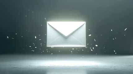 Floating Envelope with Light Effect Against a Dark Background, Symbolizing Communication, Technology, and Messages in a Modern Digital World