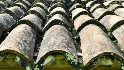 Tejado de una casa hecho de tejas.