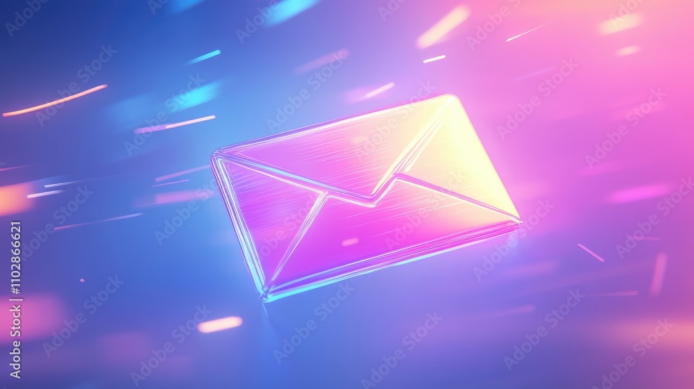Aufkleber vibrant mail envelope icon with neon glow and motion blur representing digital communication and onl