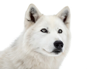 Sakhalin husky portrait isolated on white background. Sakhalin husky headshot on white background