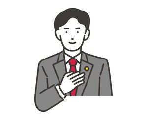 胸に手を当てる弁護士のアイコンイラスト