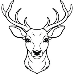 Vector Illustration of Deer Head Line Art Logo