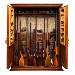 Naklejka premium Gun racks and cabinets isolated on a white background, close up