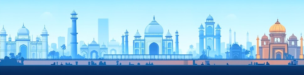 Obraz premium New delhi city landmarks vector illustration on white background