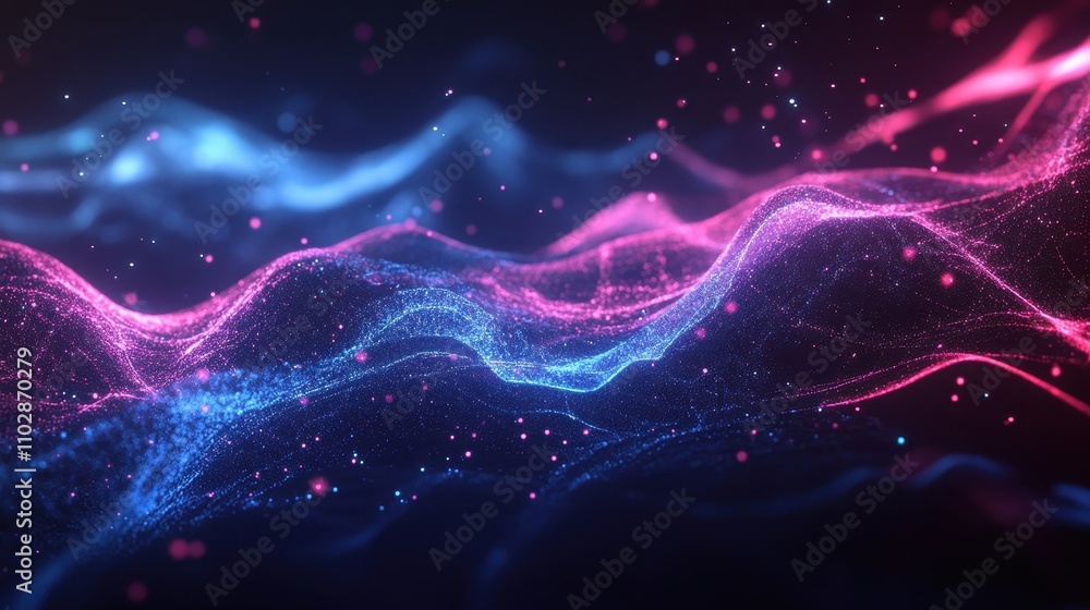 Aufkleber ethereal glowing waves with dark background and refined particle flow in vibrant colors
