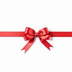 Red ribbon and bow isolated on white background