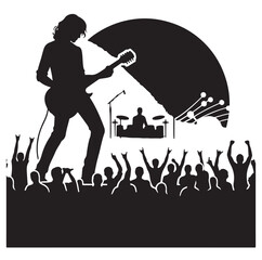 Guitarist silhouette vector illustration 