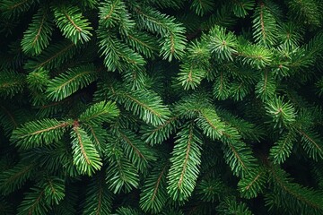 Close-up Photography of Lush Green Pine Tree Branches with Detailed Needles and Rich Texture